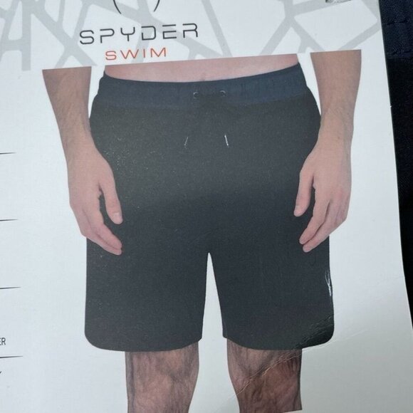 Spyder Swim Mens Black Swim Shorts 7.5" Inseam Medium UPF 30+ a0933 - Picture 2 of 8